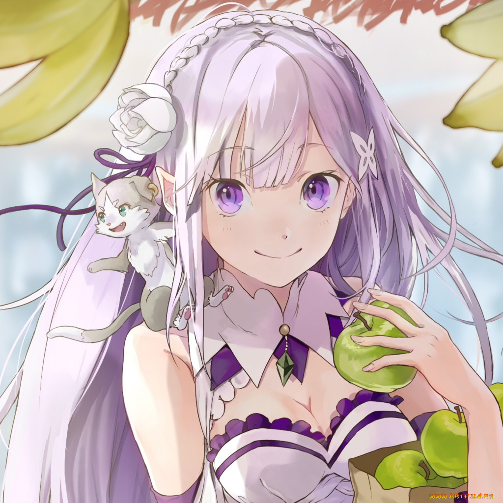 Обои Аниме Re: Zero kara Hajimeru Isekai Seikatsu, обои для рабочего стола,  фотографии аниме, re, zero kara hajimeru isekai seikatsu, фон, взгляд,  девушка Обои для рабочего стола, скачать обои картинки заставки на